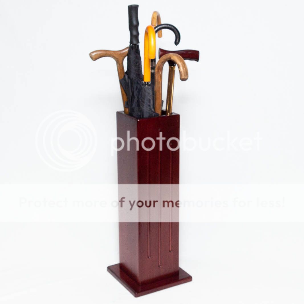 Wooden Umbrella Stand and Walking Cane Holder 3 Vertical Grooves